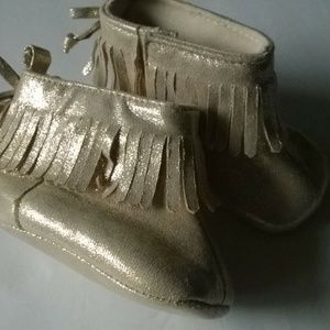 Rising Star Infant Fringe Booties Gold Sz 6/9 Mont
